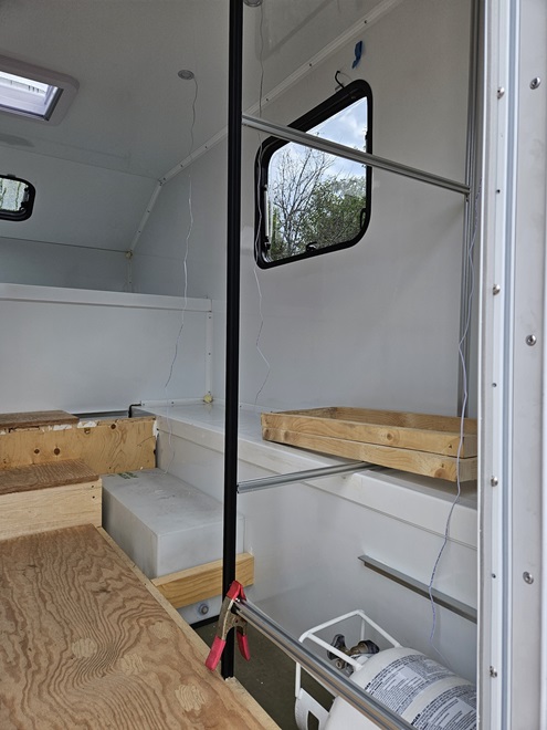 interior view - process of assembly of composite camper, framing